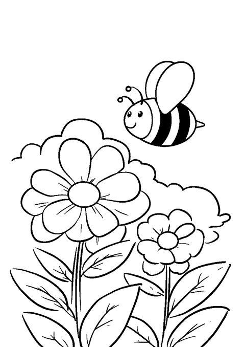 Coloriage : L'abeille et la fleur