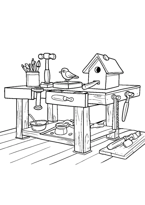 Coloriage : L'atelier de bricolage
