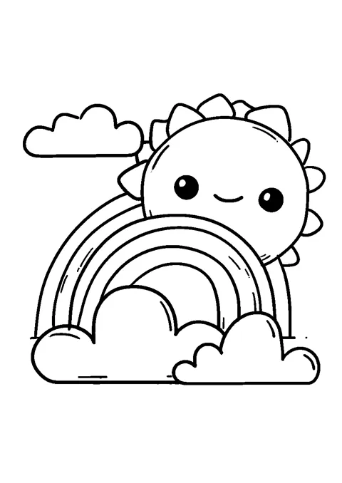 Coloriage : L'axolotl arc-en-ciel
