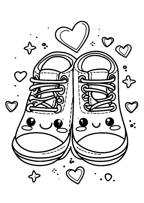 Coloriage : Les baskets kawaii