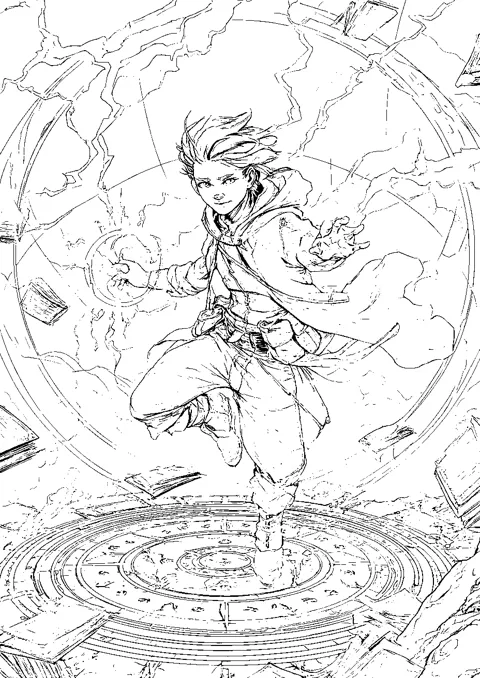 Coloriage : Le cercle magique