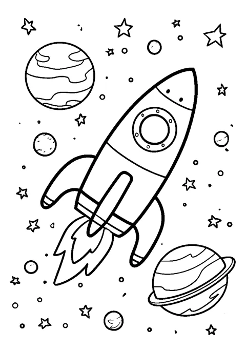Coloriage : La fusée vers les étoiles